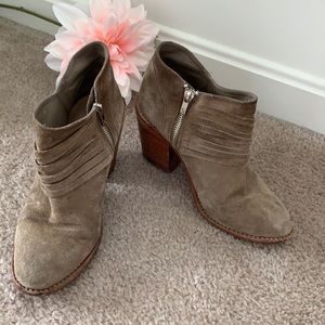Loeffler Randall suede chunky heel ankle boots